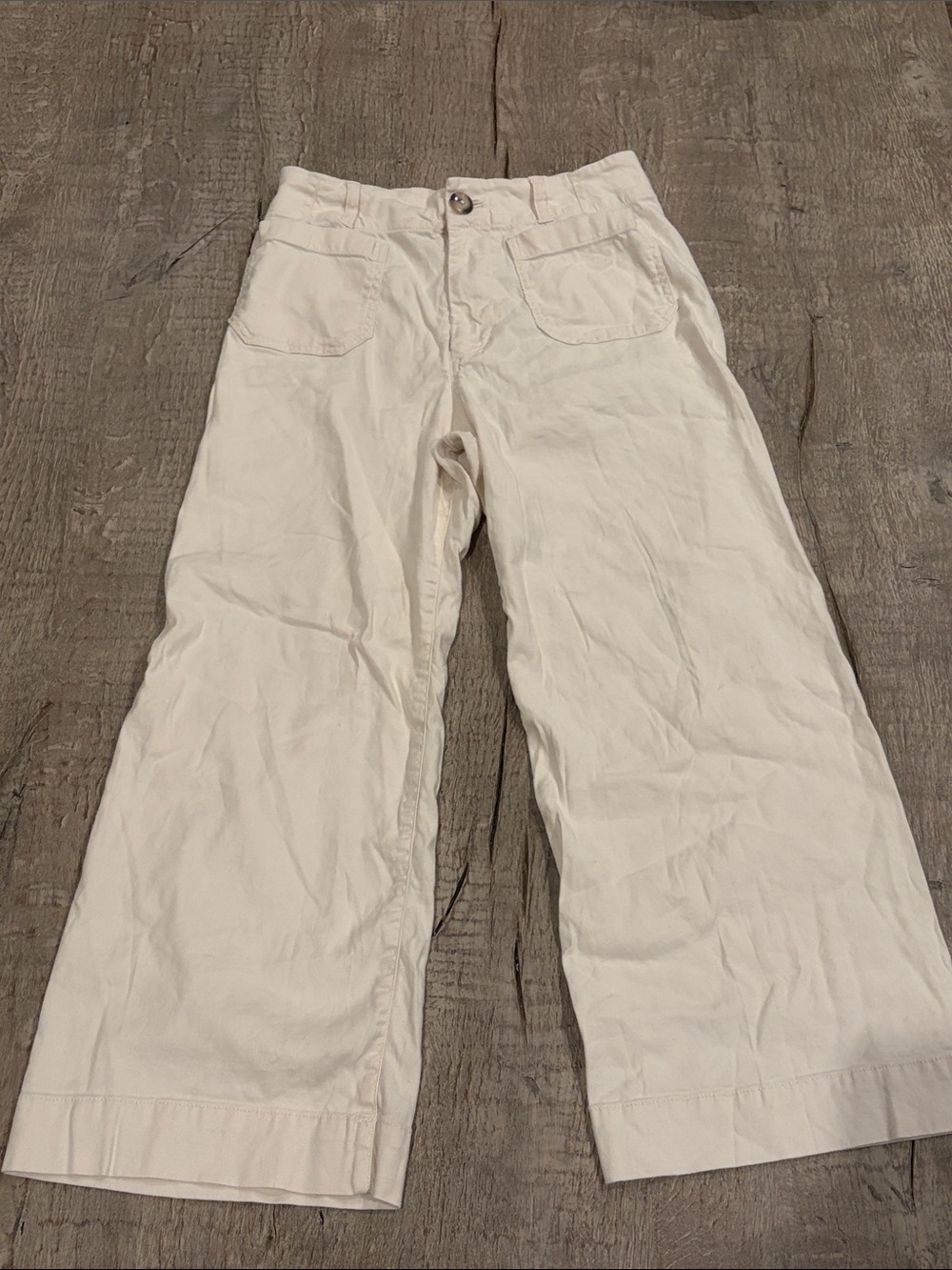 Maeve by Anthropologie The Collette Off-White Wide-Leg chinos